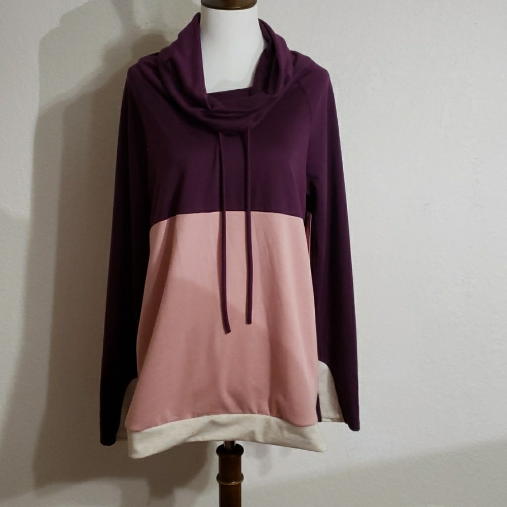 Color block funnel neck sweatshirt